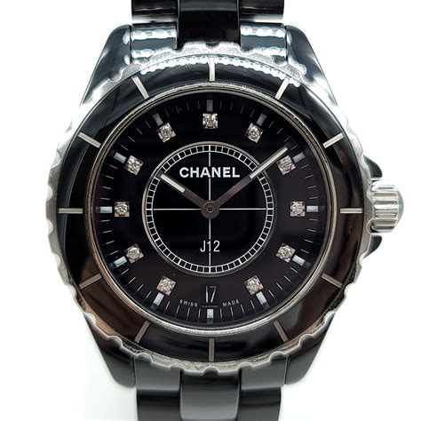 chanel black watch with diamonds|chanel j12 black ceramic watch.